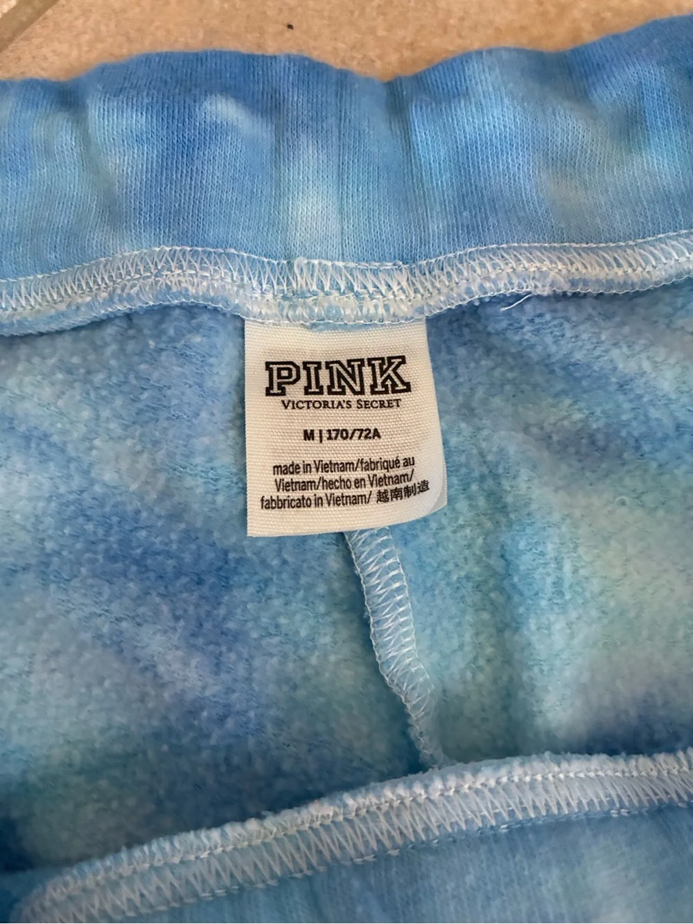 PINK Victoria's Secret Light Blue Tie-Dye Lounge Shorts with Cargo Pockets
